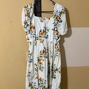 Elegant Floral Midi Dress in White